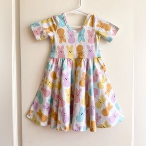 Poppy Kids Co Easter Holiday Peeps Bunny Print Dress Girls Size 3T Colorful